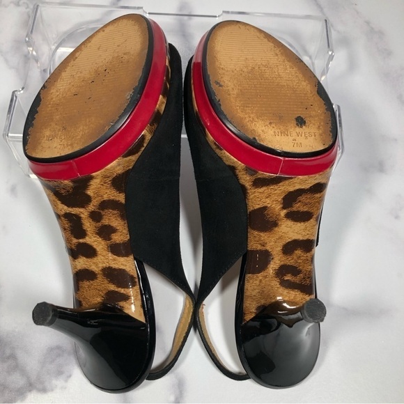 Nine West Sharina Leopard Bottom Slingback Shoes, Size 7M - Picture 4 of 10